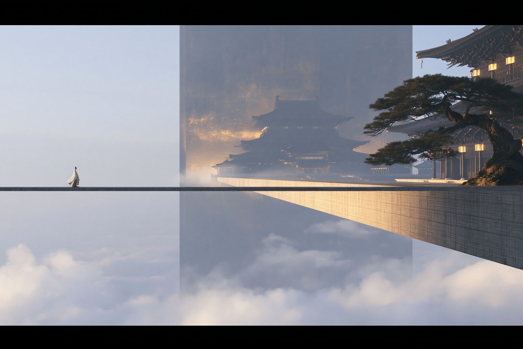 Floating Temple Bridge Photography Print. poster detail