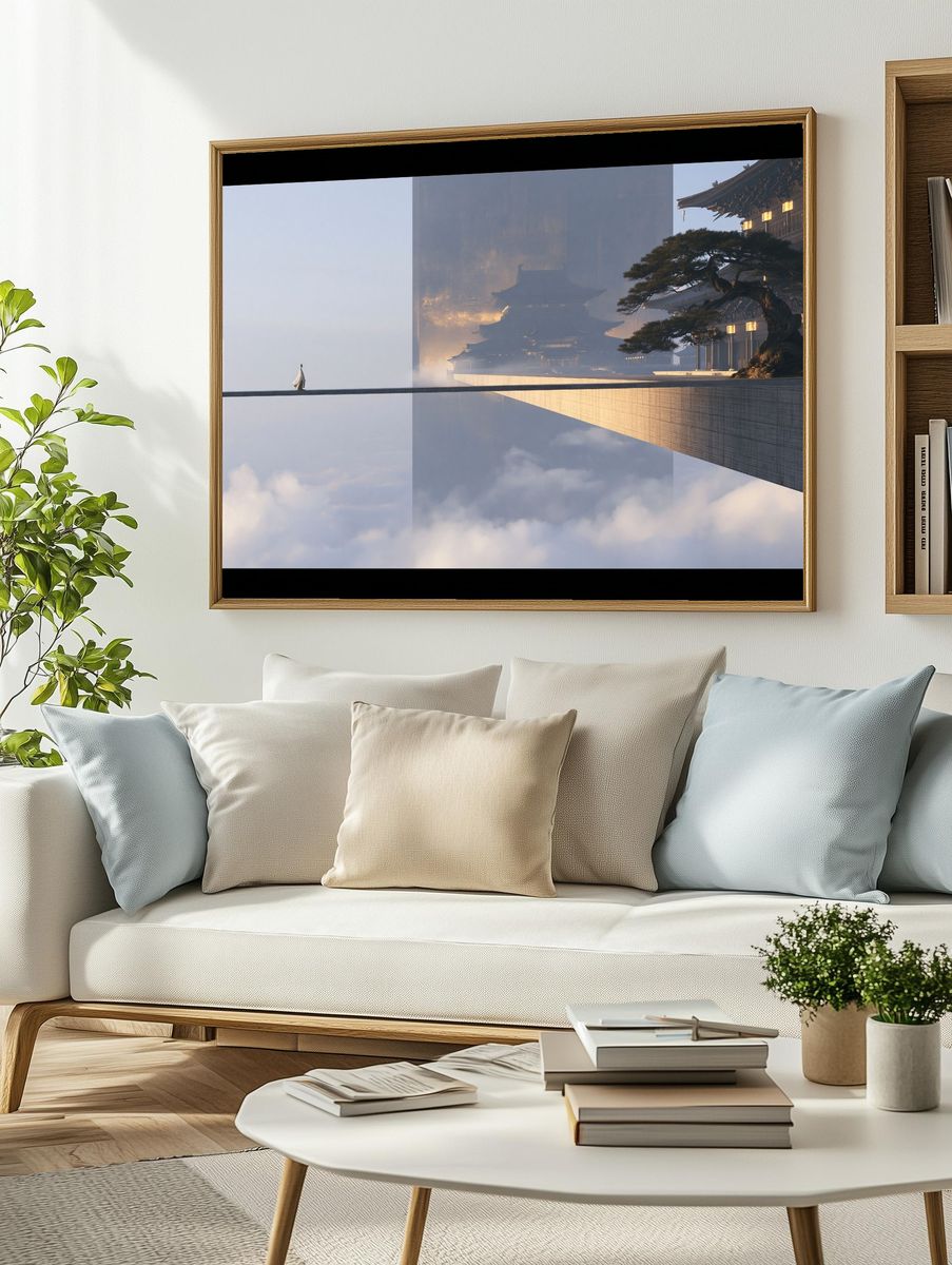 Floating Temple Bridge Photography Print. — room view 2
