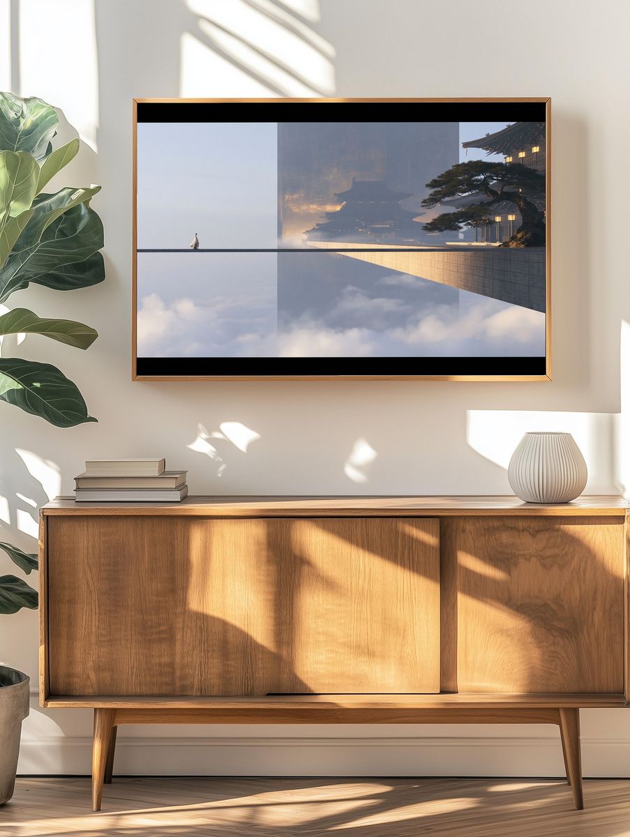 Floating Temple Bridge Photography Print. — room view 3