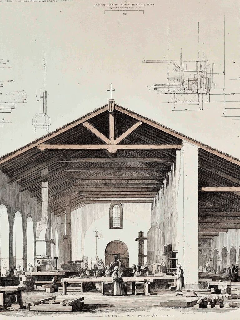 Architectural Church Interior Print. poster — architecture art