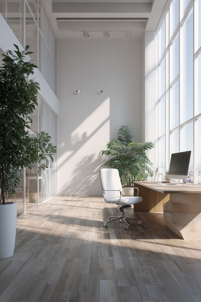 Sunlit Modern Office Interior Print. poster