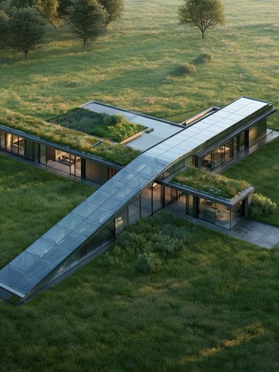 Modern Green Roof House Poster. poster