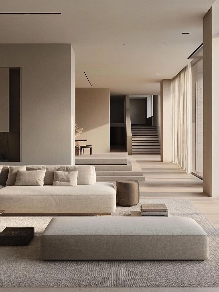 Minimalist Neutral Living Room Print. poster — architecture art