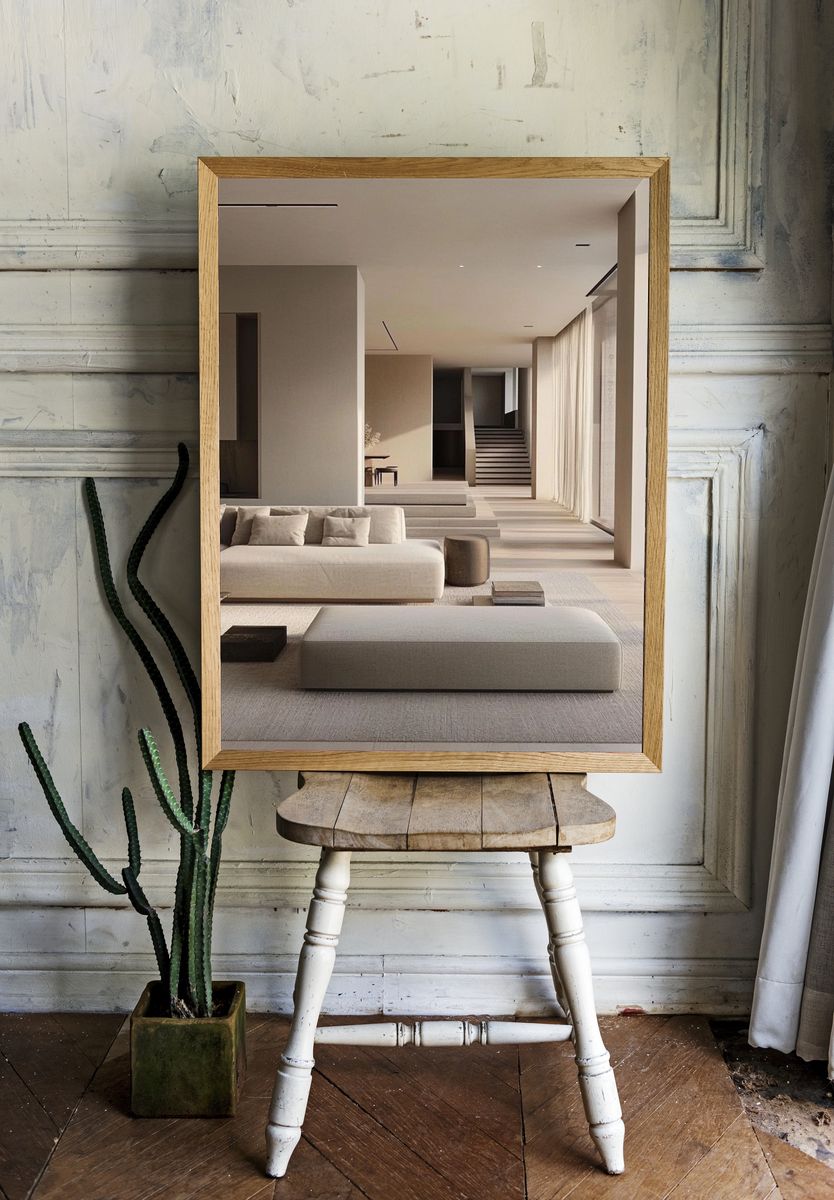 Minimalist Neutral Living Room Print. — room view 1