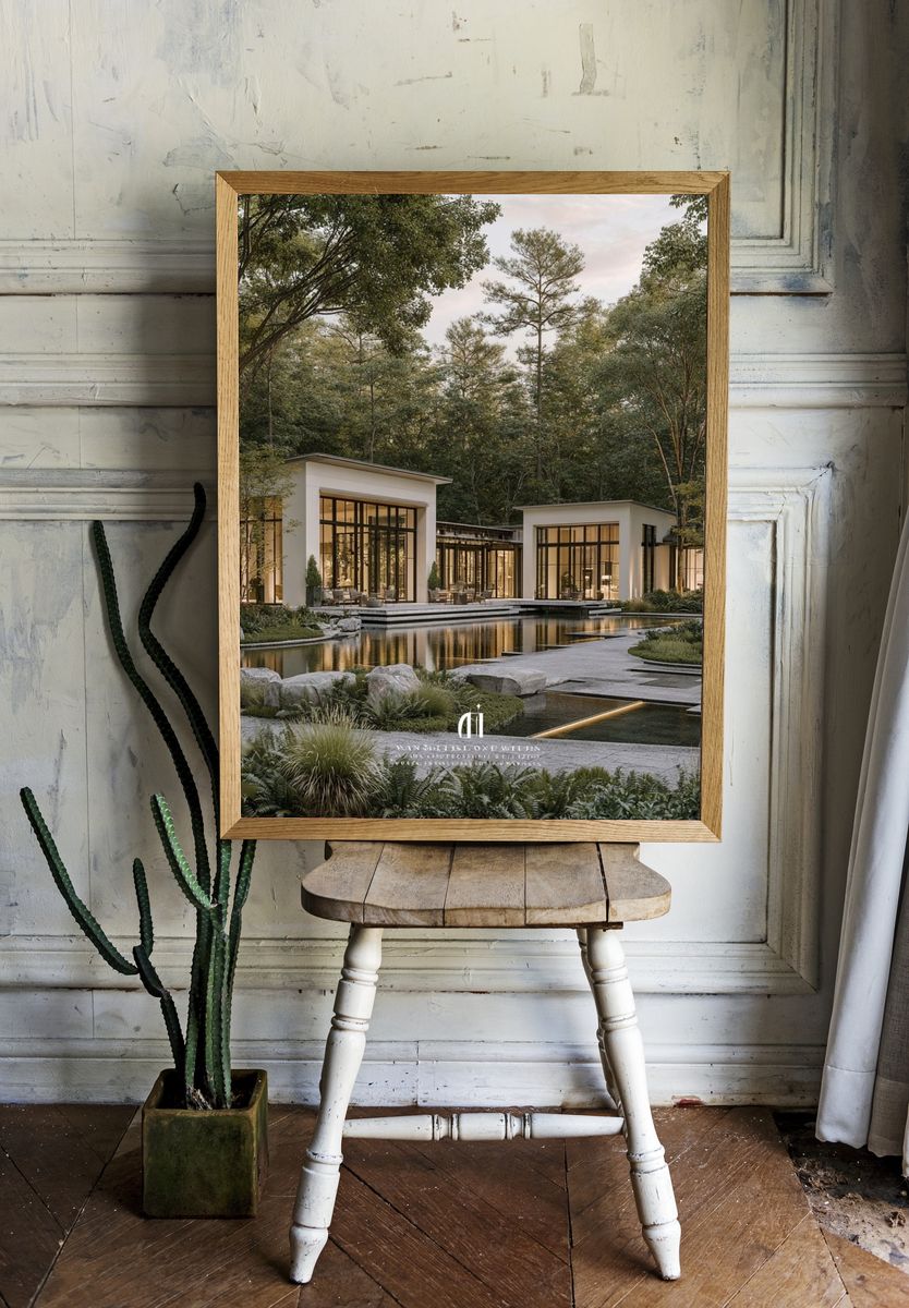 Modern Forest Villa Photography Poster. — room view 1