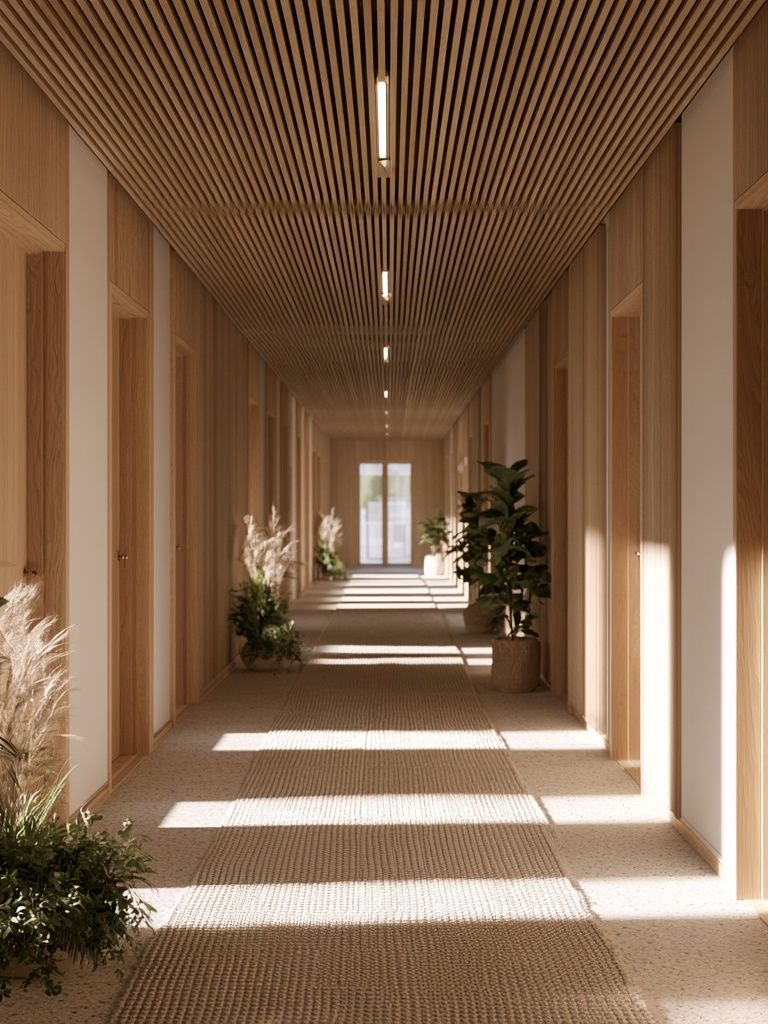 Minimalist Wooden Hallway Print. poster detail