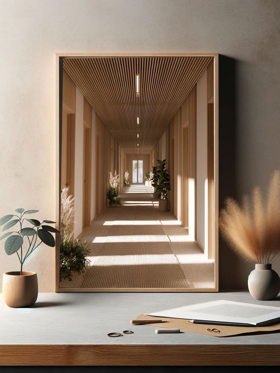 Minimalist Wooden Hallway Print. — room view 2