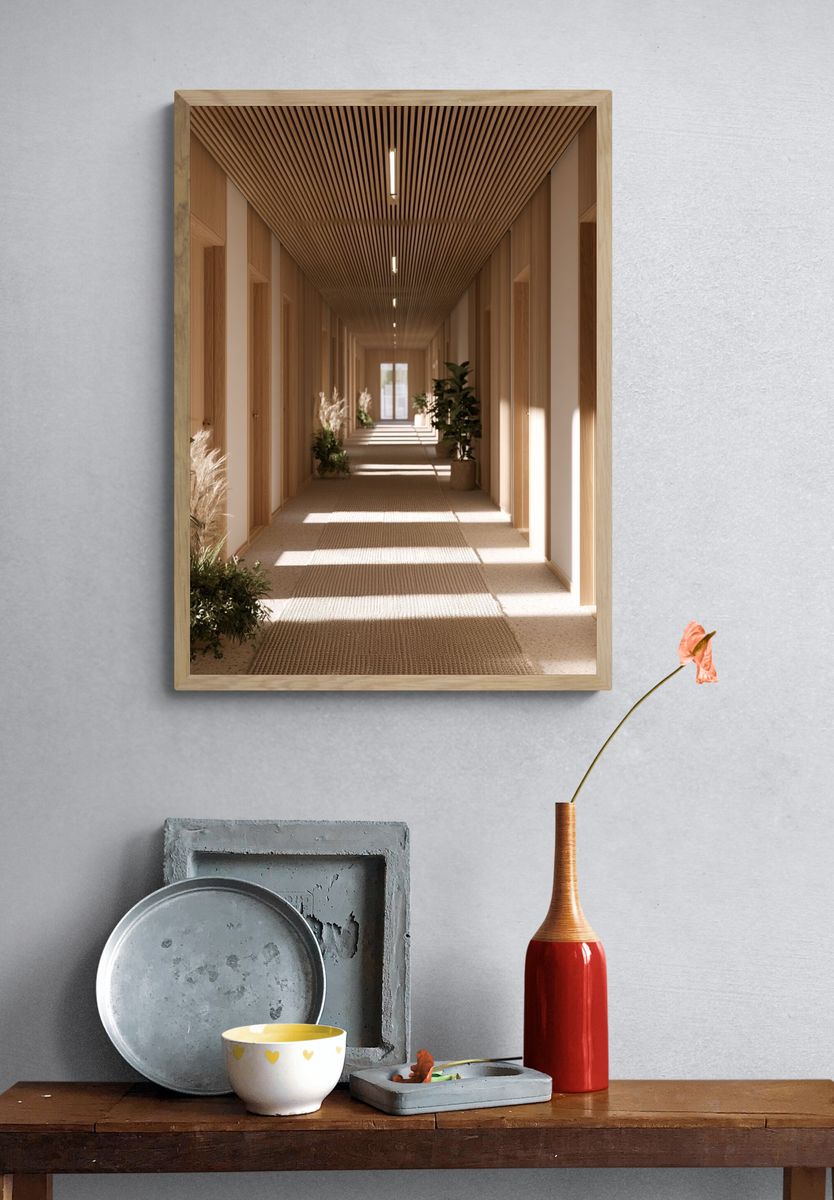 Minimalist Wooden Hallway Print. — room view 3