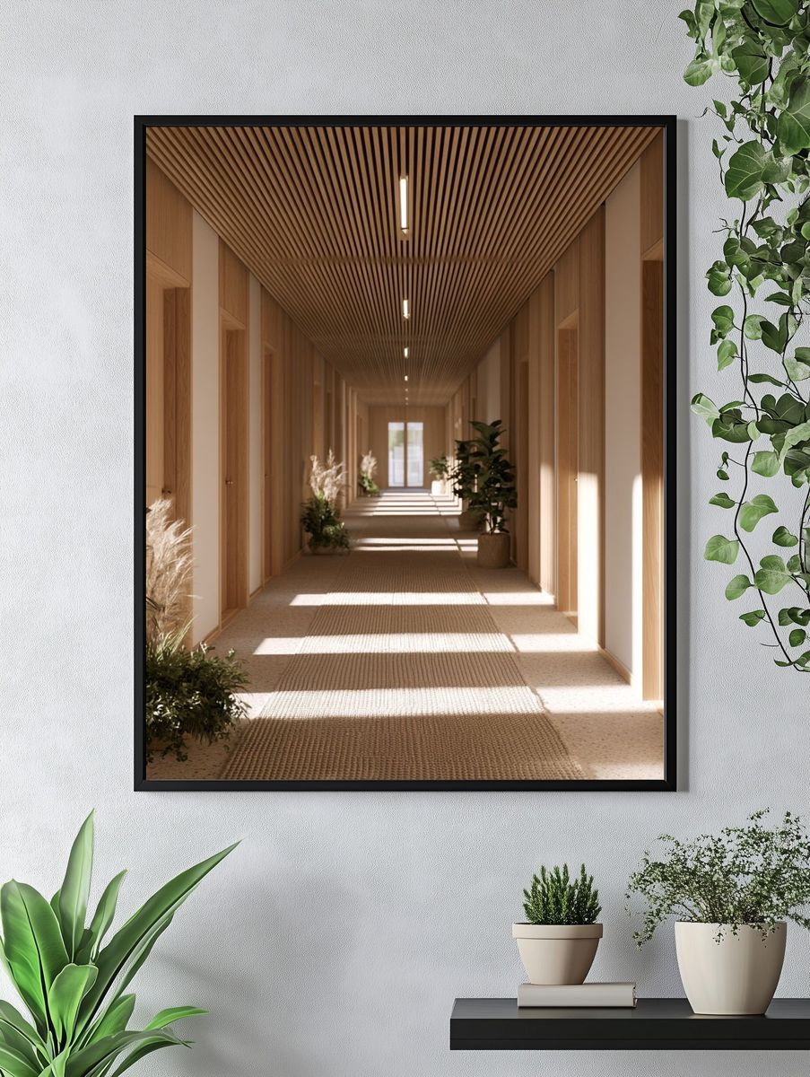 Minimalist Wooden Hallway Print. — room view 4