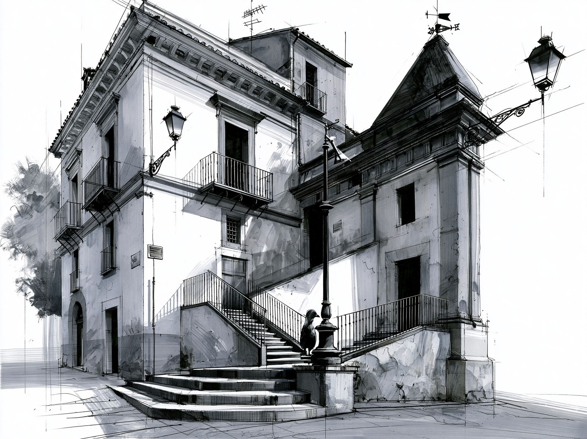 Sketchy Italian Building Poster. poster detail