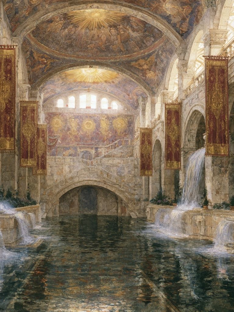 Roman Bathhouse Interior Print. poster — architecture art