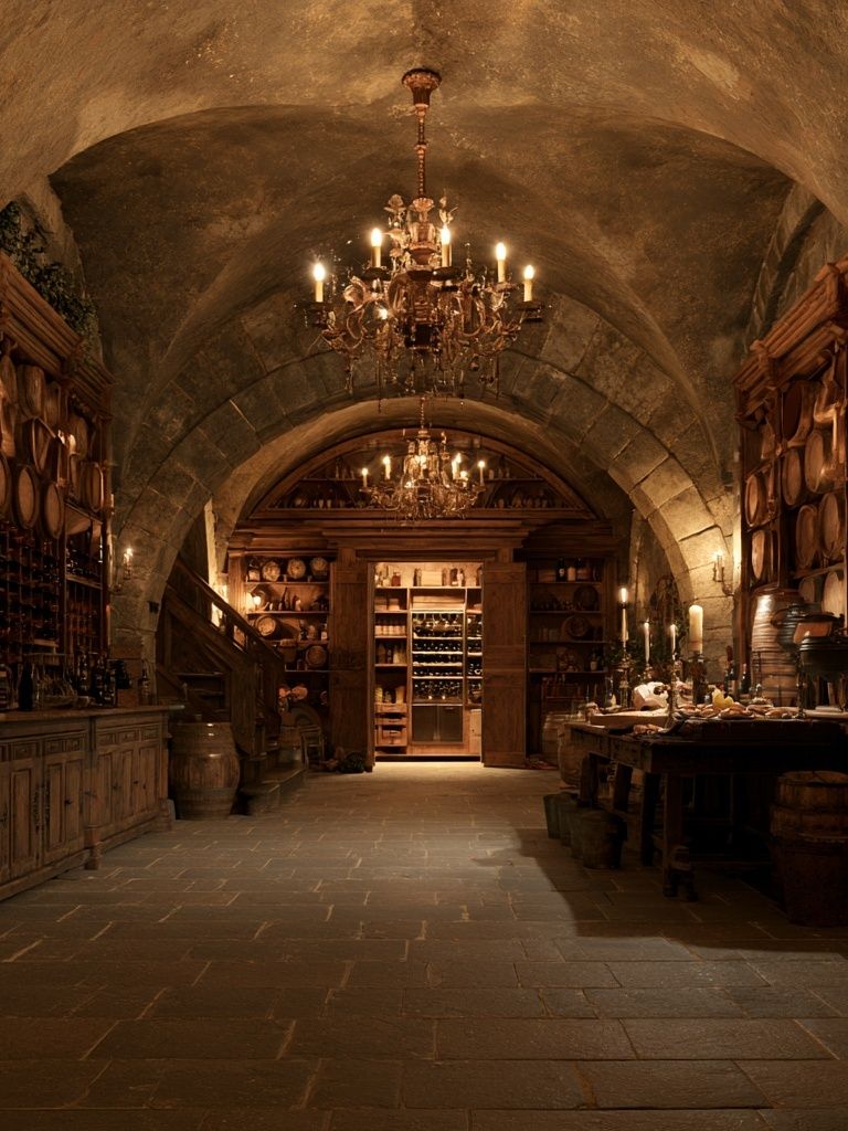 Candlelit Wine Cellar Interior Print. poster detail