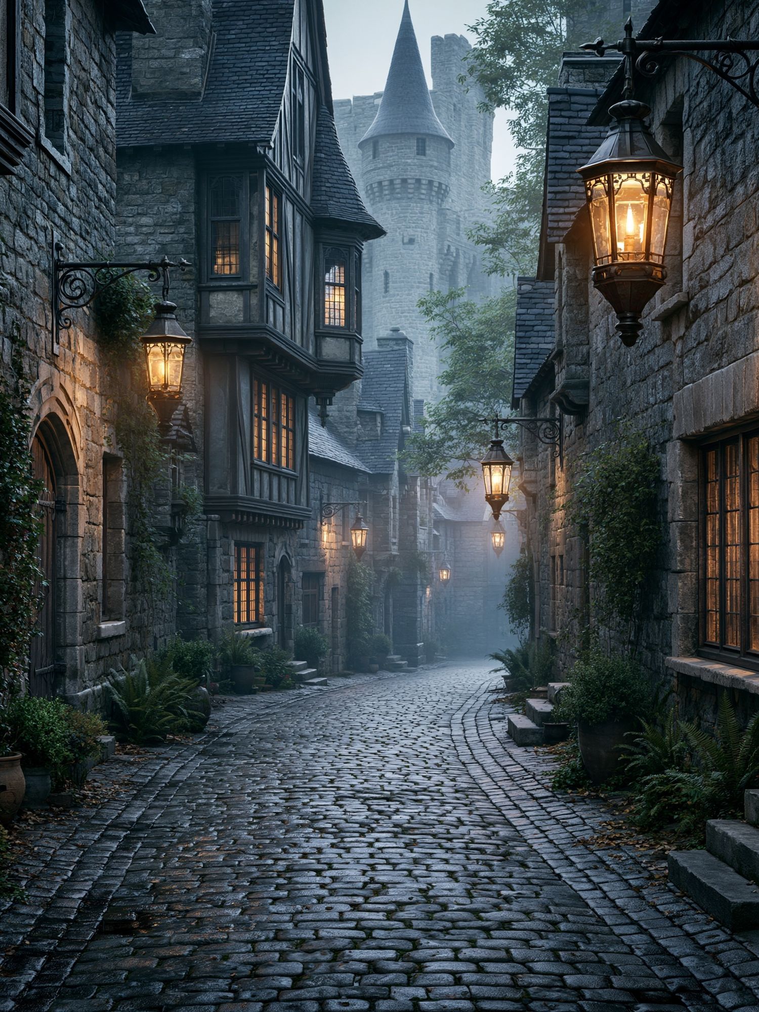Misty Medieval Alley Photography Poster. poster — architecture art