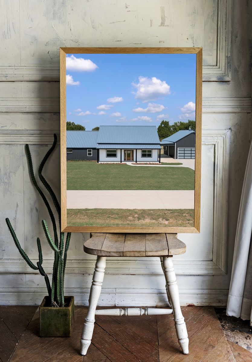 Modern Farmhouse Exterior Photography Poster. — room view 1