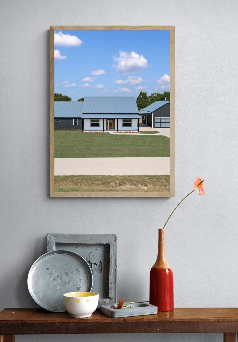 Modern Farmhouse Exterior Photography Poster. — room view 3