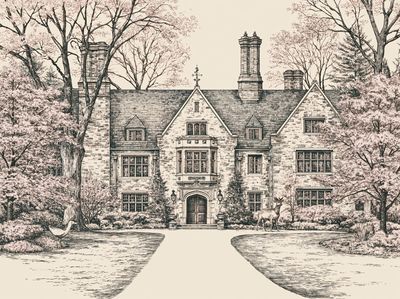 Manor House Garden Illustration Poster. poster