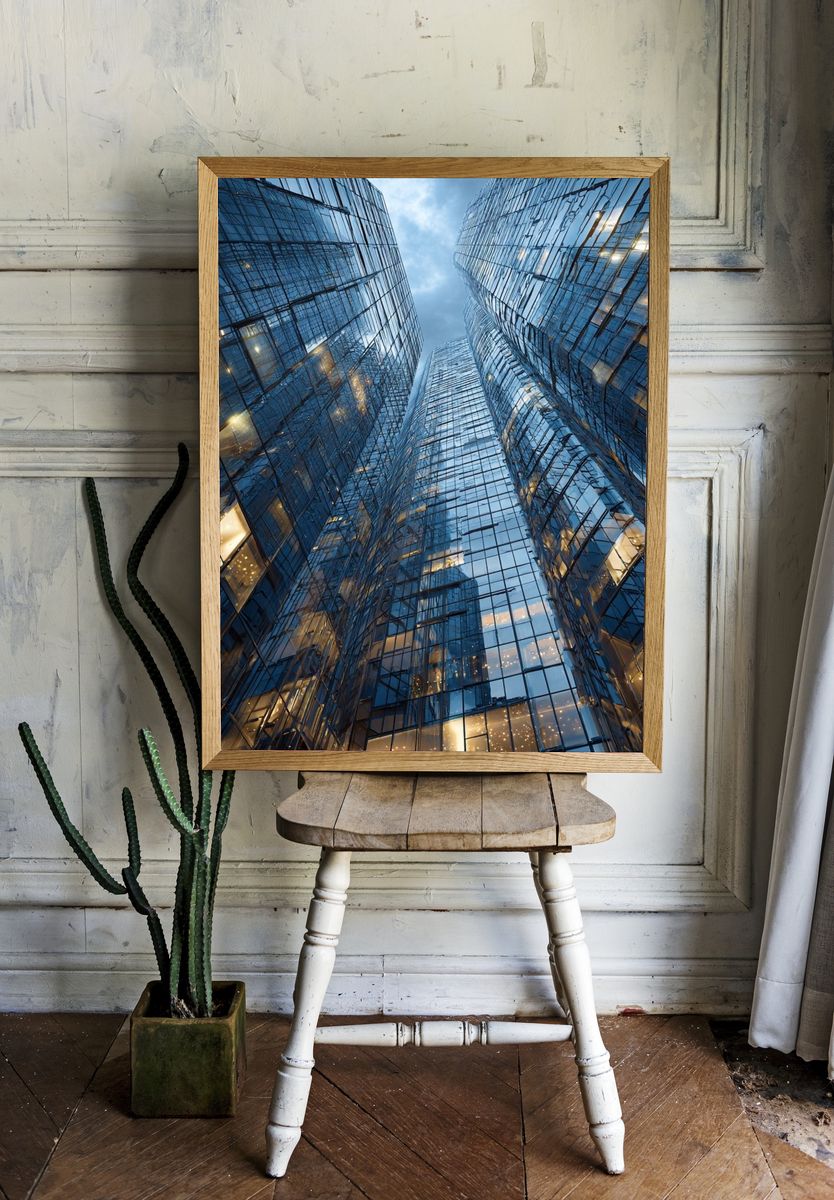 Glass Skyscrapers — Architecture Print. — room view 1