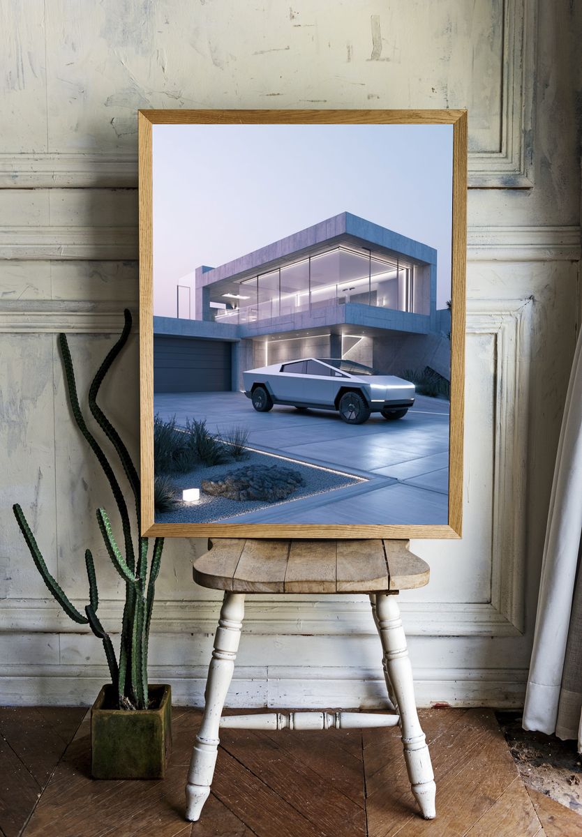 Cybertruck Modern Architecture Poster. room preview