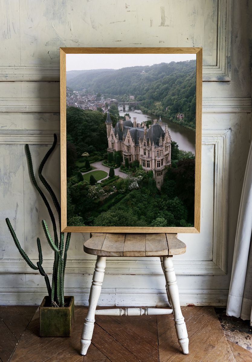 Riverside Castle Landscape Poster. room preview