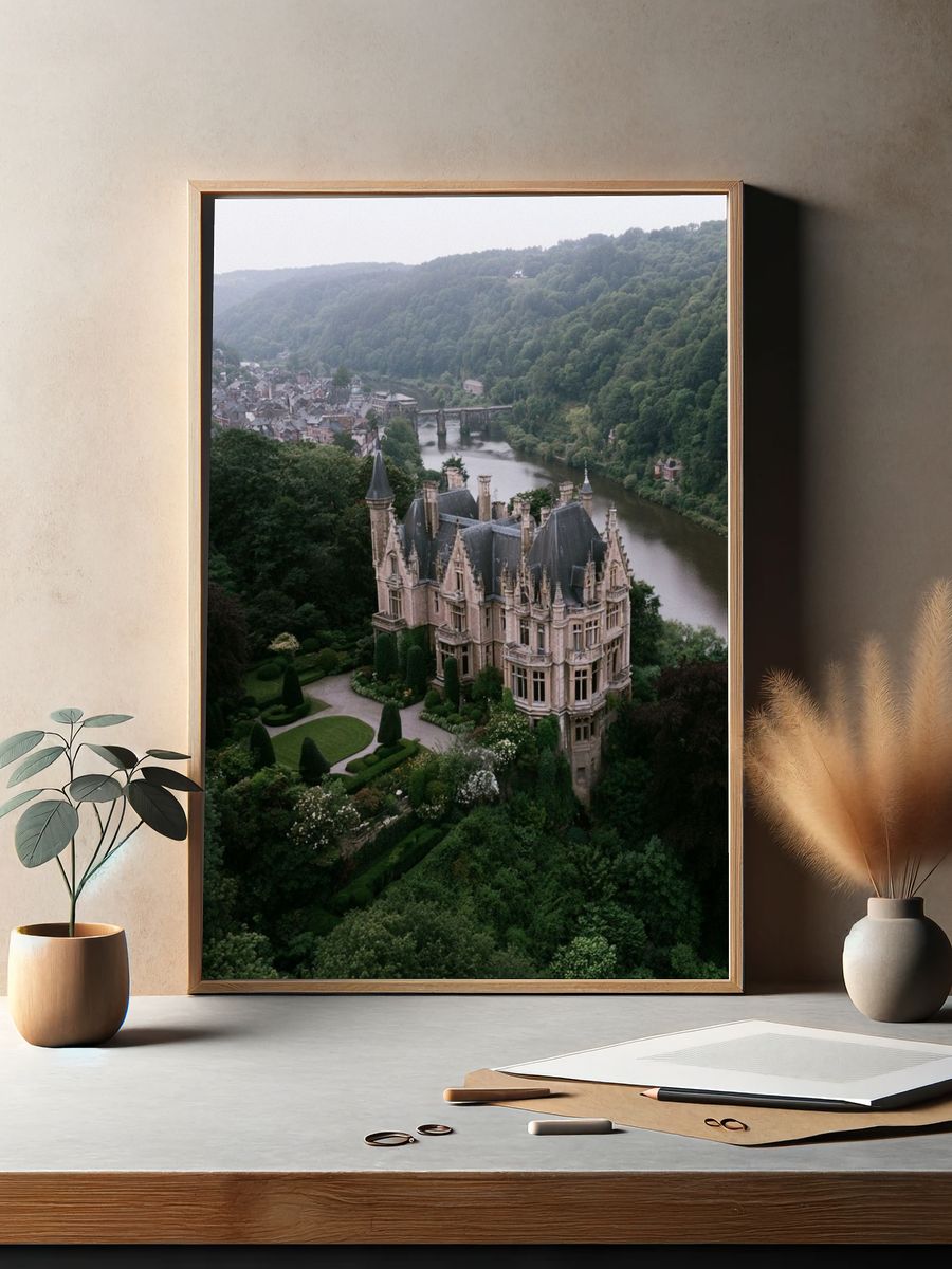 Riverside Castle Landscape Poster. — room view 2