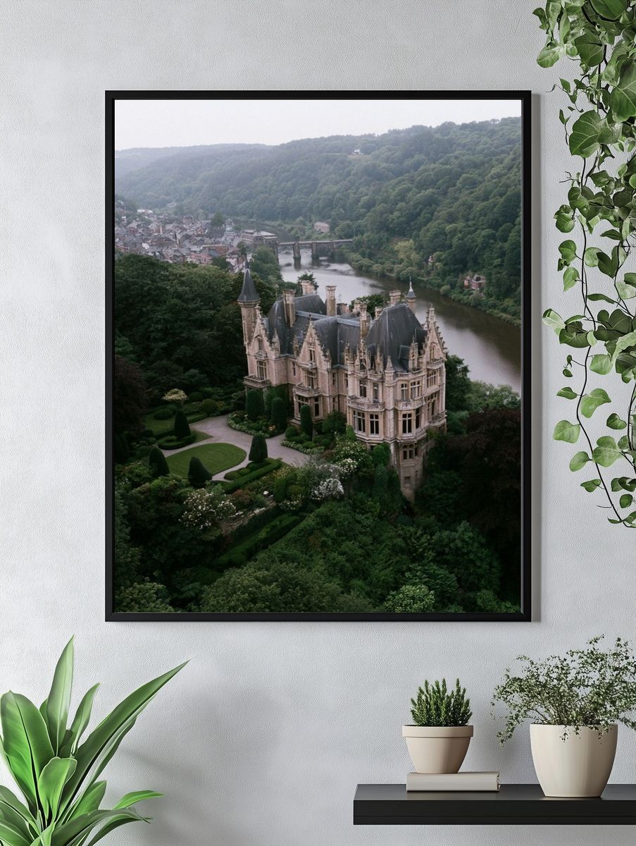 Riverside Castle Landscape Poster. — room view 4