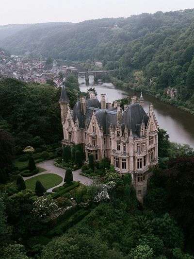 Riverside Castle Landscape Poster. poster