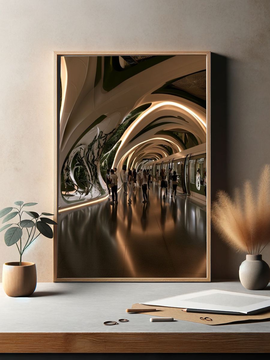 Futuristic Transit Tunnel Architecture Poster. — room view 2
