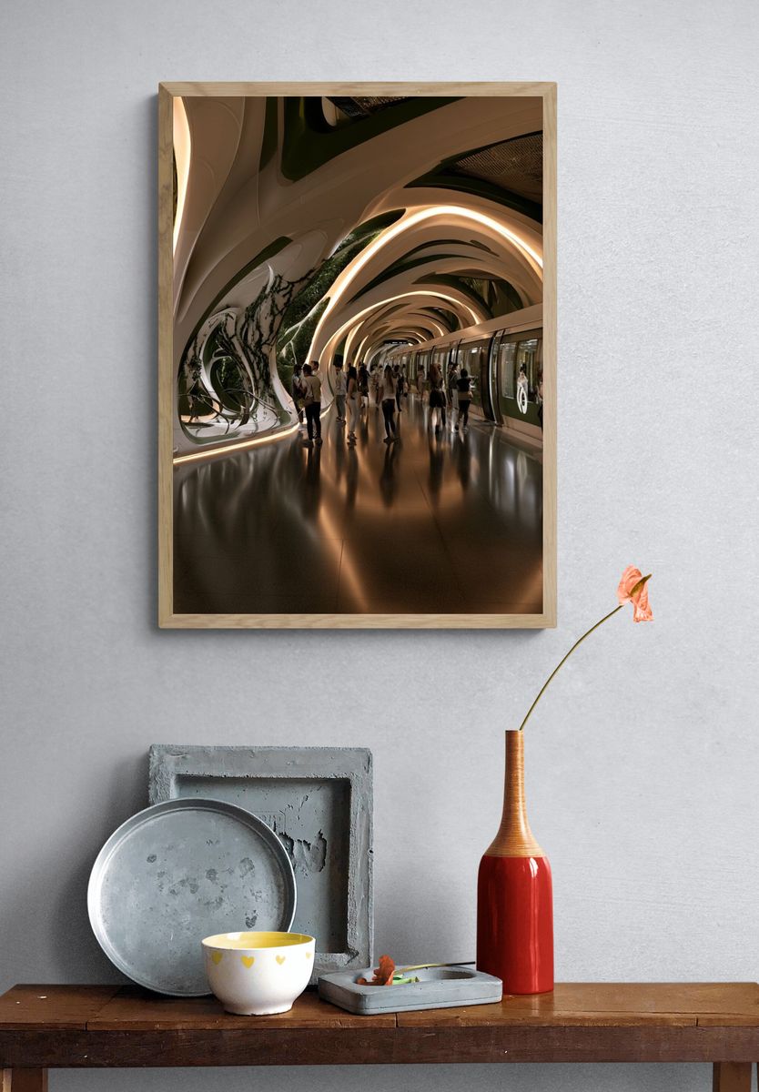 Futuristic Transit Tunnel Architecture Poster. — room view 3