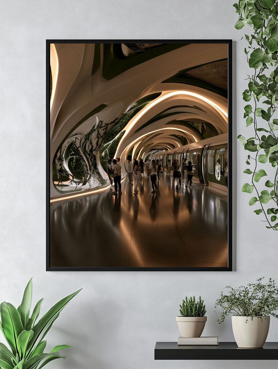 Futuristic Transit Tunnel Architecture Poster. — room view 4