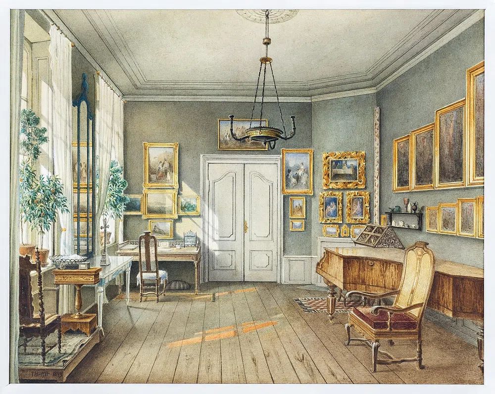 The Music Room of Fanny Hensel (née Mendelssohn) (1849), vintage interior. poster detail