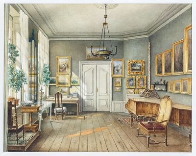 The Music Room of Fanny Hensel (née Mendelssohn) (1849), vintage interior. poster