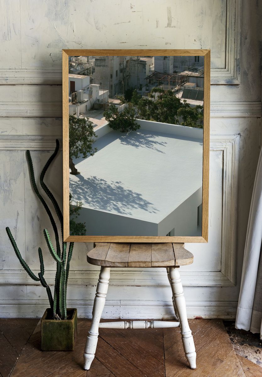 Rooftop Courtyard Architecture Print. room preview