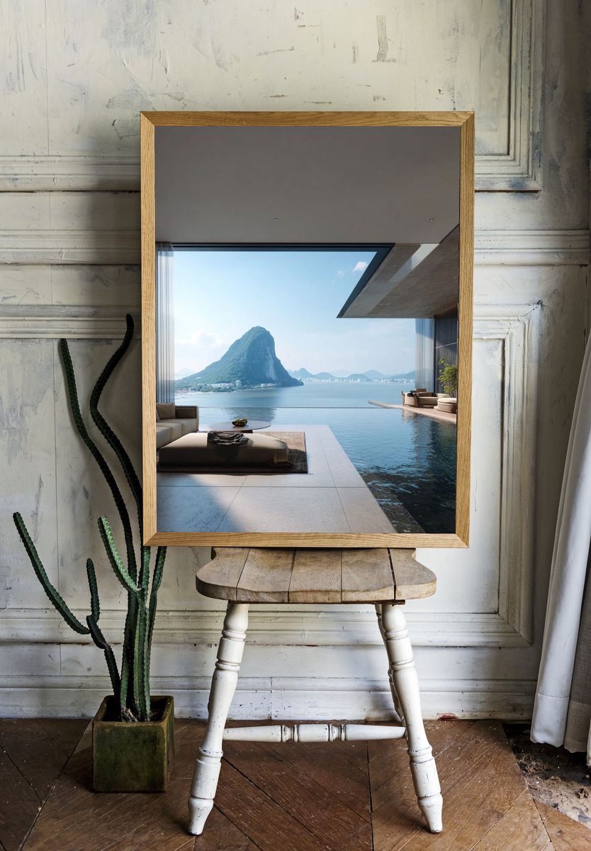 Luxury Infinity Pool Seascape Print. — room view 1