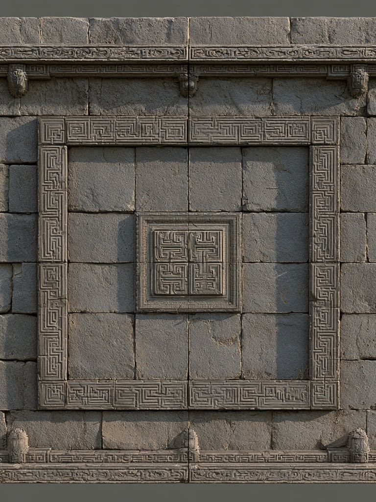 Ancient Stone Relief Architecture Print. poster — architecture art