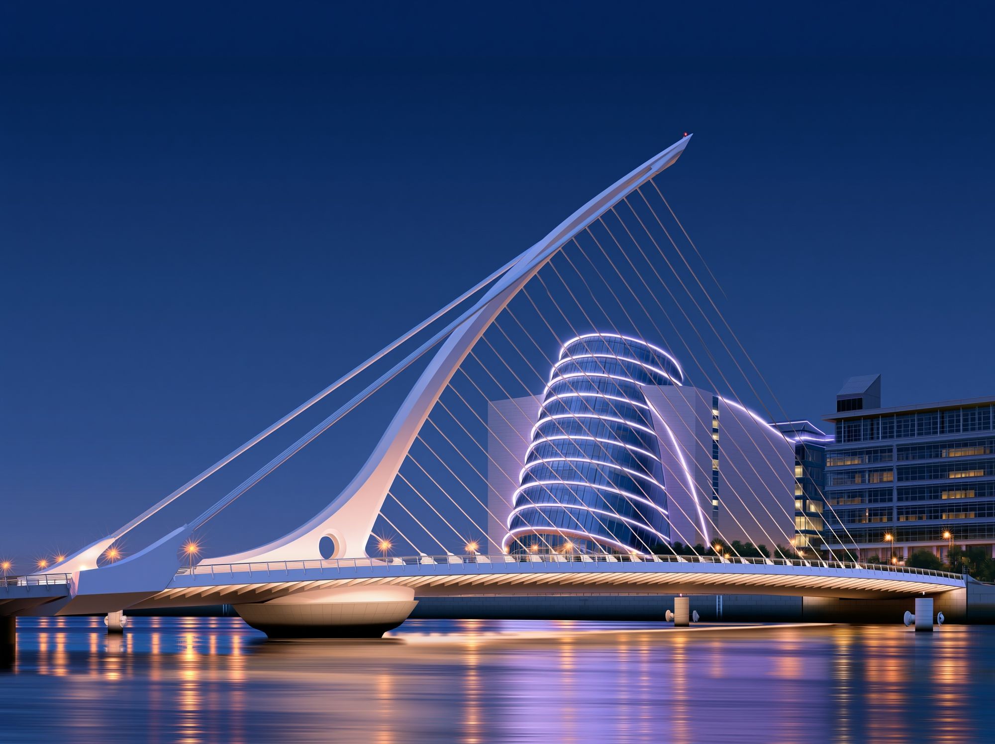Illuminated Modern Bridge Architecture Print. poster detail