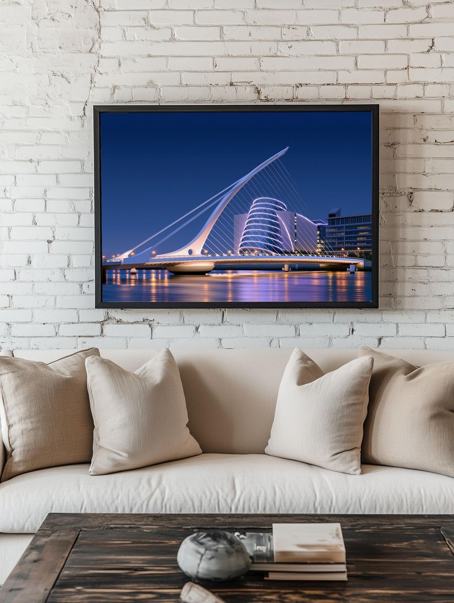 Illuminated Modern Bridge Architecture Print. — room view 1