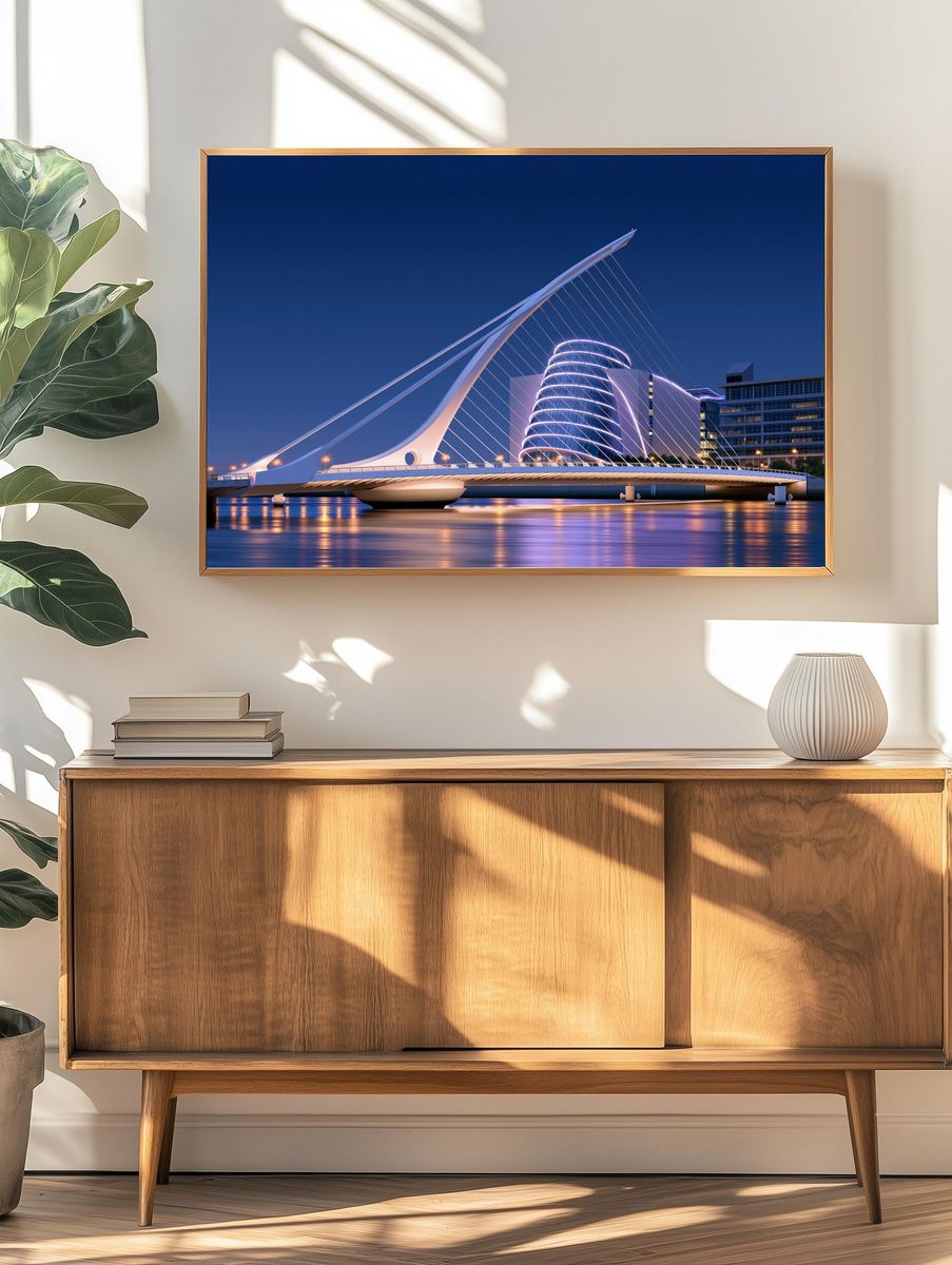 Illuminated Modern Bridge Architecture Print. — room view 3