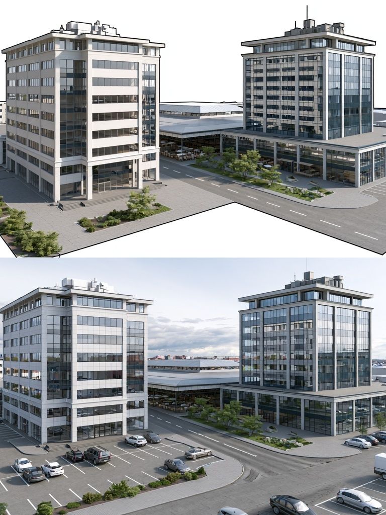 Modern Office Complex Architecture Print. poster detail