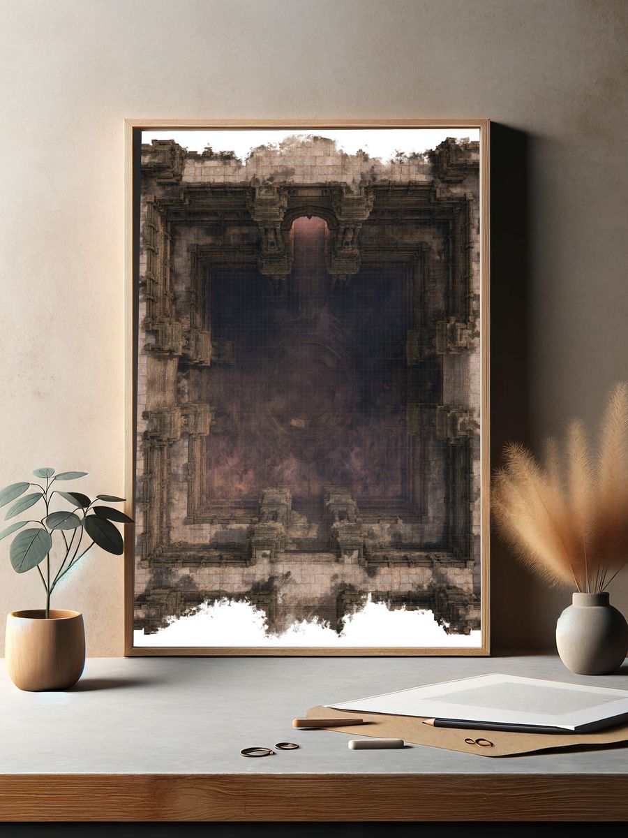Ancient Temple Portal Abstract Print. — room view 2