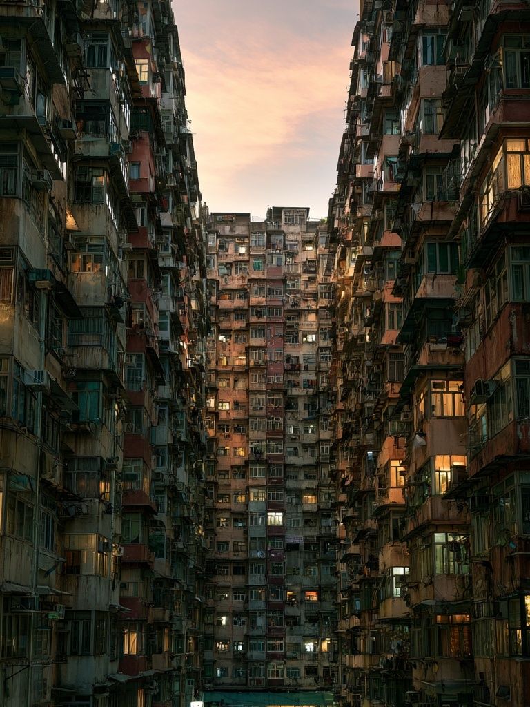 Dense Urban Apartment Blocks Poster. poster — architecture art