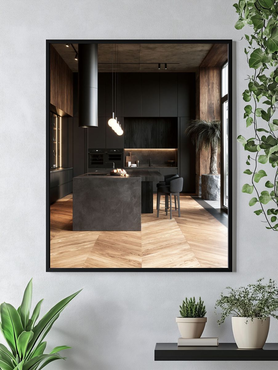 Modern Dark Kitchen Interior Print. — room view 4