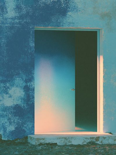 Blue Doorway Abstract Poster. poster