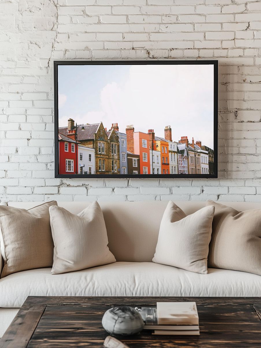 Assorted-color concrete row houses white. — room view 1