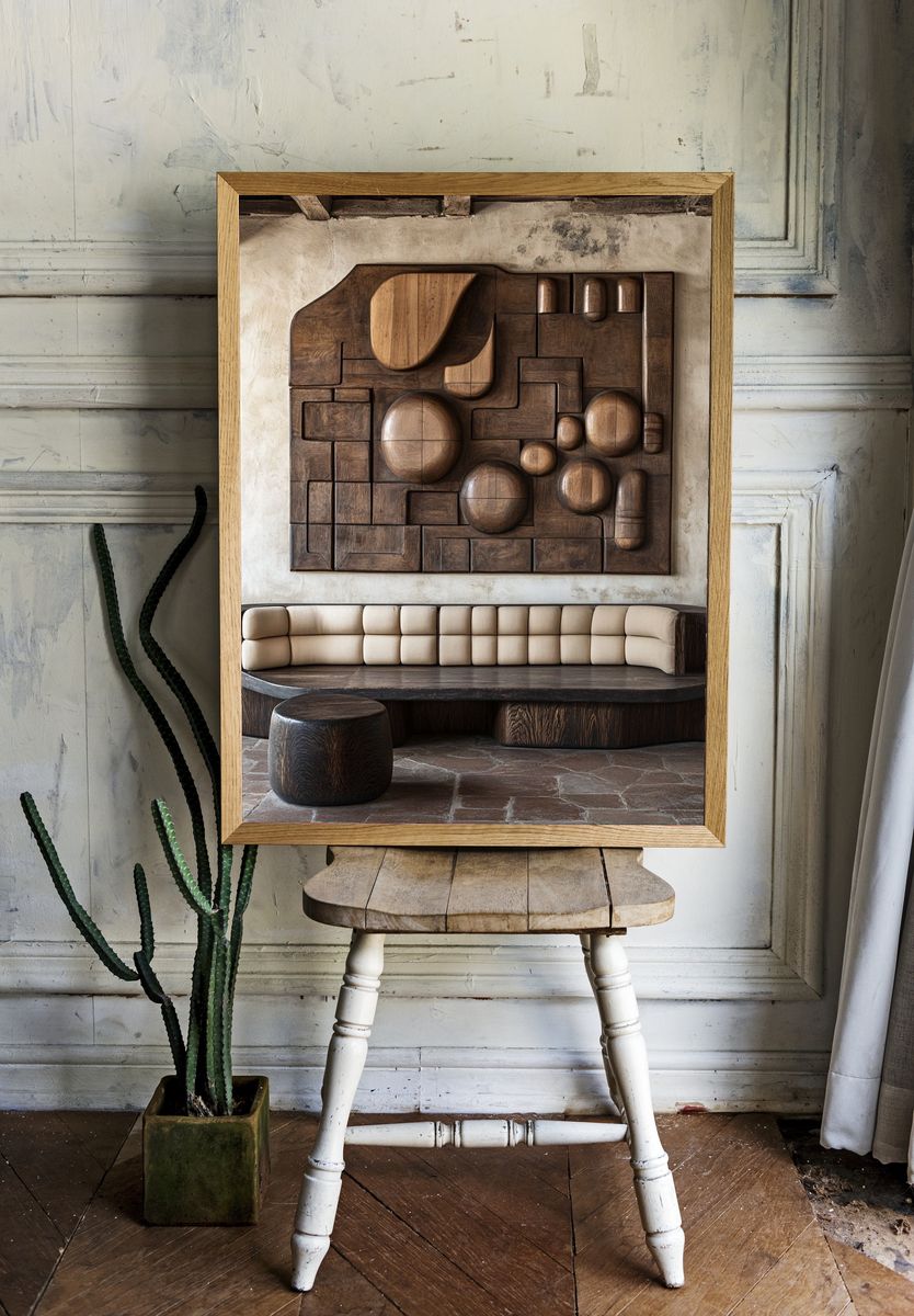Wooden Relief Interior Poster. room preview