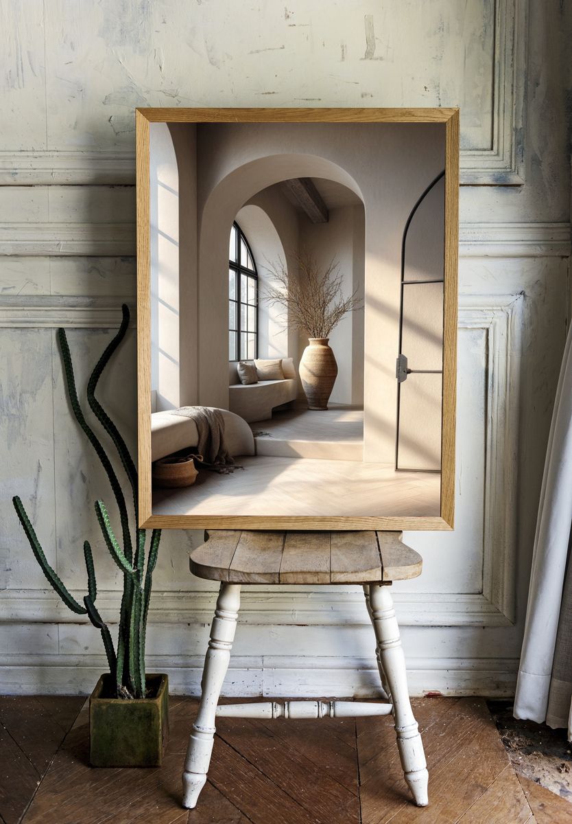 Neutral Arched Interior Japandi Print. — room view 1