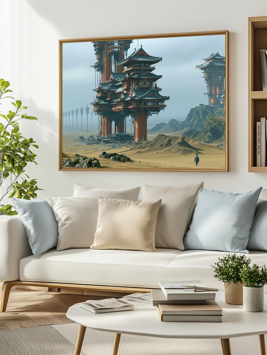 Floating Temple Landscape Print. — room view 2