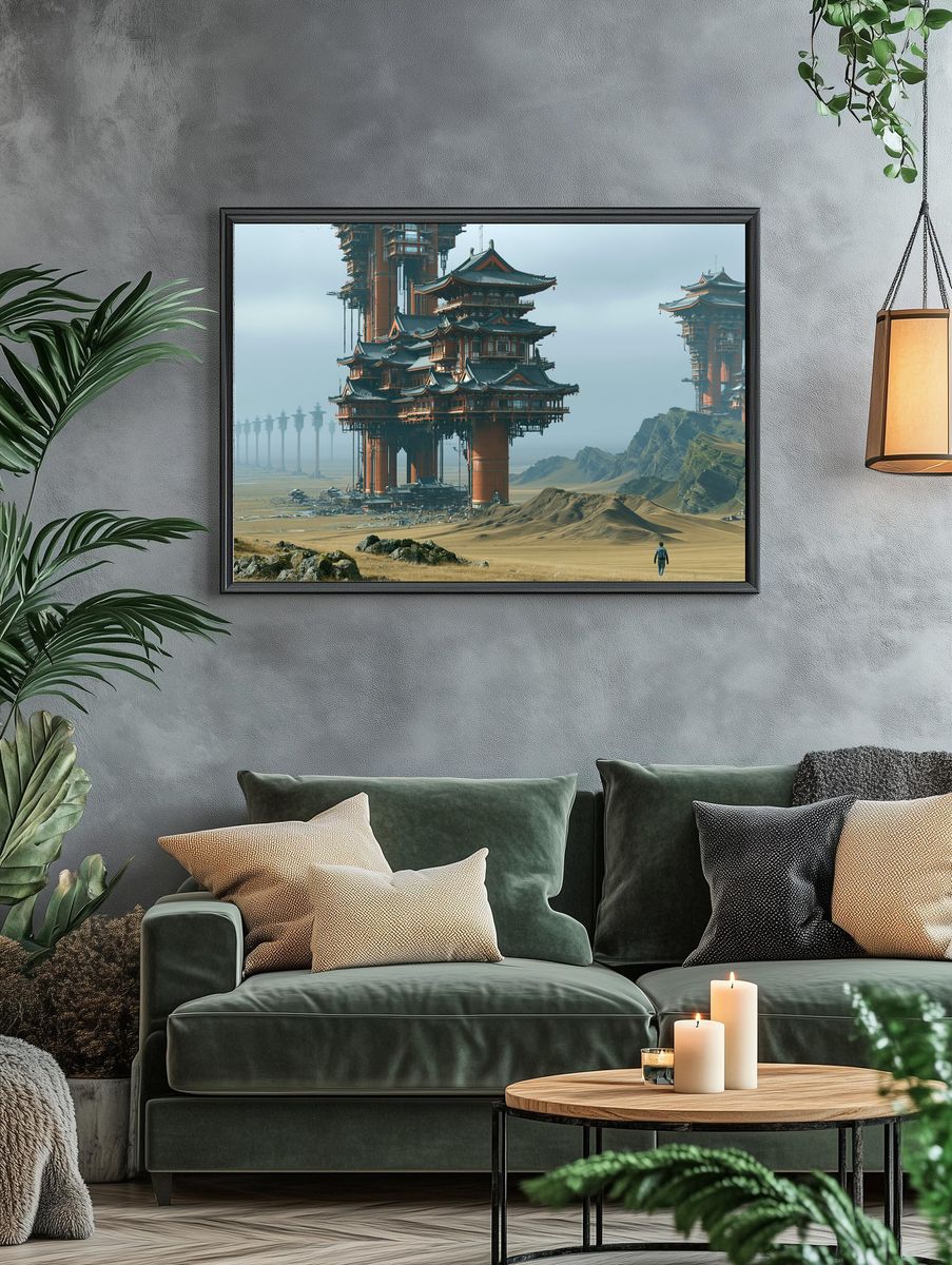 Floating Temple Landscape Print. — room view 4