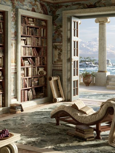 Seaside Classical Library Interior Print.