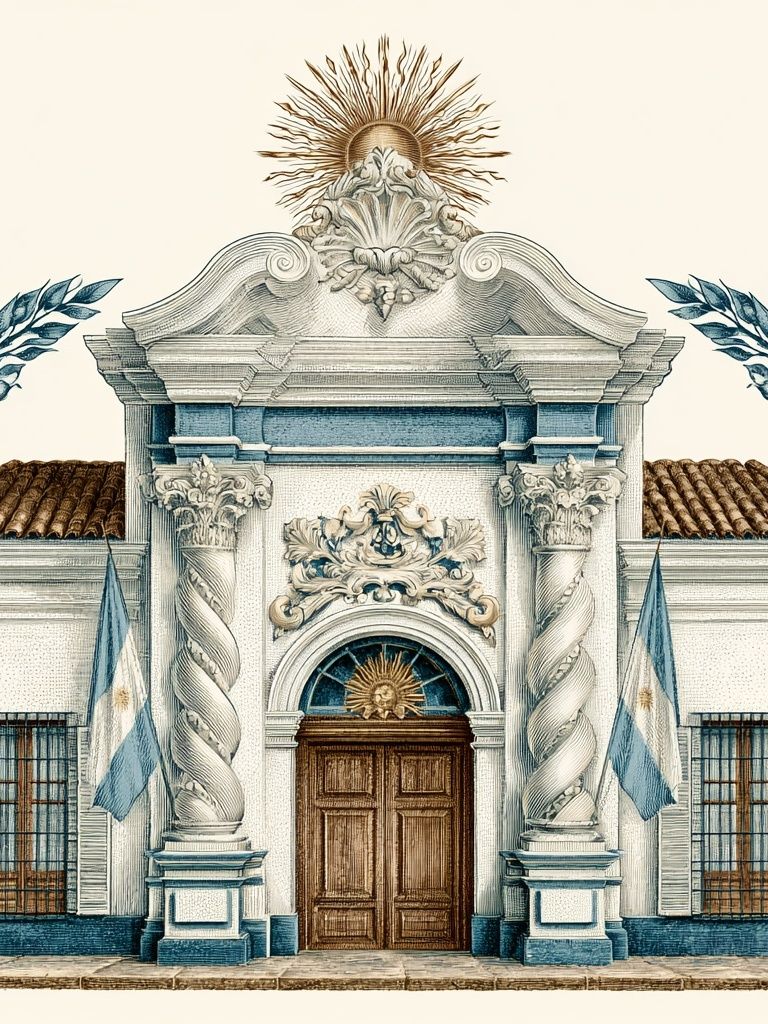 Colonial Facade Architecture Print. poster detail