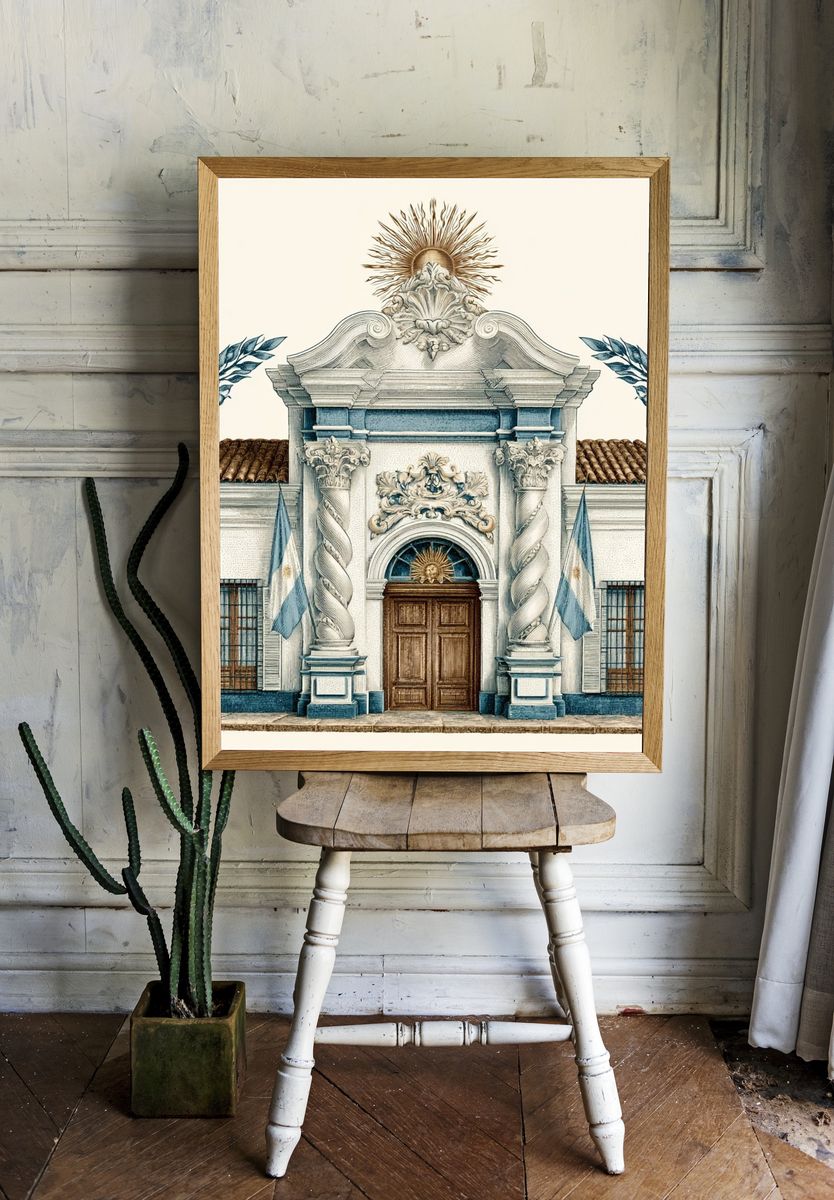 Colonial Facade Architecture Print. — room view 1